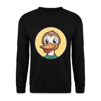 Duck Kawaii Cartoon Character Animal Pet Face - Unisex Sweatshirt - black - Front - Alina (178cm) & Michal (187cm)