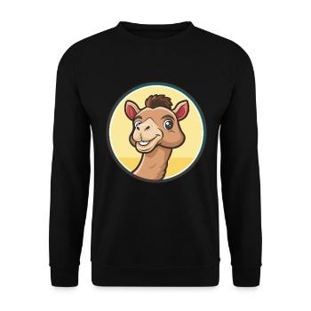 Camel Kawaii Cartoon Character Animal Pet Face - Unisex Sweatshirt - black - Front - Alina (178cm) & Michal (187cm)