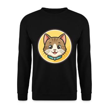 Cat Kawaii Cartoon Character Animal Pet Face - Unisex Sweatshirt - black - Front - Alina (178cm) & Michal (187cm)