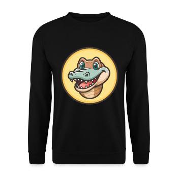 Crocodile Kawaii Cartoon Character Animal Pet Face - Unisex Sweatshirt - black - Front - Alina (178cm) & Michal (187cm)