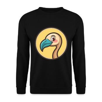 Flamingo Kawaii Cartoon Character Animal Pet Face - Unisex Sweatshirt - black - Front - Alina (178cm) & Michal (187cm)