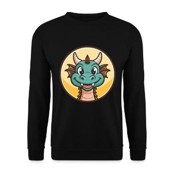 Dragon Kawaii Dessin animé Personnage Animal Animal Visage - Sweat-shirt Unisexe - noir - Devant - Alina (178cm) & Michal (187cm)