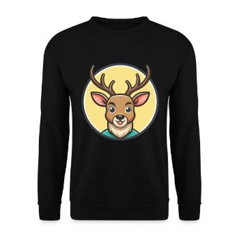 cerf kawaii dessin animé personnage animal animal visage - Sweat-shirt Unisexe - noir - Devant - Alina (178cm) & Michal (187cm)