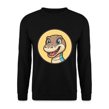Dinosaur Kawaii Cartoon Character Animal Pet Face - Unisex Sweatshirt - black - Front - Alina (178cm) & Michal (187cm)