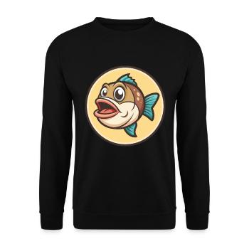 Fish Kawaii Cartoon Character Animal Pet Face - Unisex Sweatshirt - black - Front - Alina (178cm) & Michal (187cm)