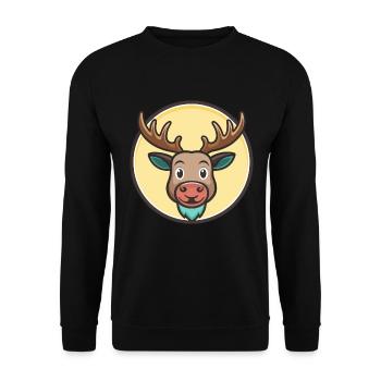Moose Kawaii Cartoon Character Animal Pet Face - Unisex Sweatshirt - black - Front - Alina (178cm) & Michal (187cm)