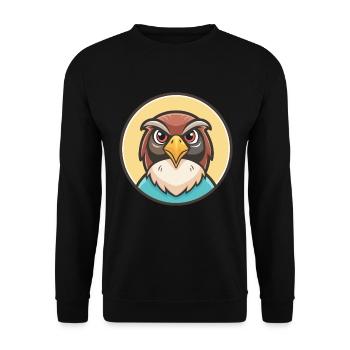 Falcon Kawaii Cartoon Character Animal Pet Face - Unisex Sweatshirt - black - Front - Alina (178cm) & Michal (187cm)