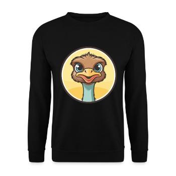 Ostrich Kawaii Cartoon Character Animal Pet Face - Unisex Sweatshirt - black - Front - Alina (178cm) & Michal (187cm)