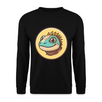 Iguane Kawaii Dessin animé Personnage Animal Animal Visage - Sweat-shirt Unisexe - noir - Devant - Alina (178cm) & Michal (187cm)