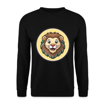 Lion Kawaii Dessin Animé Personnage Animal Animal Visage - Sweat-shirt Unisexe - noir - Devant - Alina (178cm) & Michal (187cm)