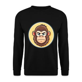 Gorilla Kawaii Cartoon Figur Tier Haustier Gesicht - Unisex Pullover - Schwarz - Vorne - Alina (178cm) & Michal (187cm)