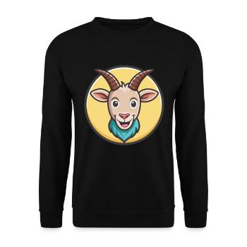 Goat Kawaii Cartoon Character Animal Pet Face - Unisex Sweatshirt - black - Front - Alina (178cm) & Michal (187cm)