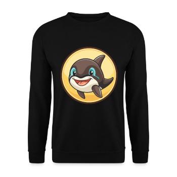 Orca Kawaii Dessin animé Personnage Animal Animal Visage - Sweat-shirt Unisexe - noir - Devant - Alina (178cm) & Michal (187cm)