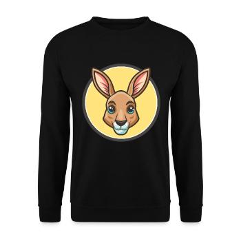 Kangaroo Kawaii Cartoon Character Animal Pet Face - Unisex Sweatshirt - black - Front - Alina (178cm) & Michal (187cm)
