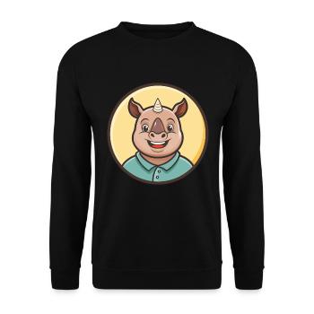 Rhino Kawaii Cartoon Character Animal Pet Face - Unisex Sweatshirt - black - Front - Alina (178cm) & Michal (187cm)