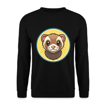 Ferret Kawaii Cartoon Character Animal Pet Face - Unisex Sweatshirt - black - Front - Alina (178cm) & Michal (187cm)