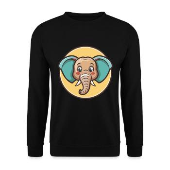 Elephant Kawaii Cartoon Character Animal Pet Face - Unisex Sweatshirt - black - Front - Alina (178cm) & Michal (187cm)