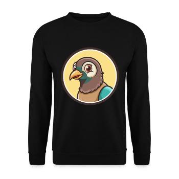 Taube Kawaii Cartoon Figur Tier Haustier Gesicht - Unisex Pullover - Schwarz - Vorne - Alina (178cm) & Michal (187cm)
