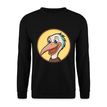 Pelican Kawaii Cartoon Character Animal Pet Face - Unisex Sweatshirt - black - Front - Alina (178cm) & Michal (187cm)