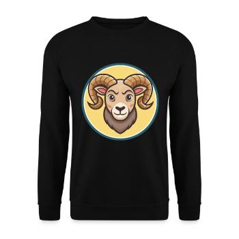 Ram Kawaii Cartoon Character Animal Pet Face - Unisex Sweatshirt - black - Front - Alina (178cm) & Michal (187cm)