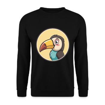 Toucan Kawaii Cartoon Character Animal Pet Face - Unisex Sweatshirt - black - Front - Alina (178cm) & Michal (187cm)