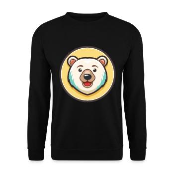 Eisbär Kawaii Cartoon Figur Tier Gesicht - Unisex Pullover - Schwarz - Vorne - Alina (178cm) & Michal (187cm)