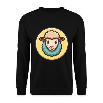 mouton kawaii dessin animé personnage animal visage d’animal - Sweat-shirt Unisexe - noir - Devant - Alina (178cm) & Michal (187cm)