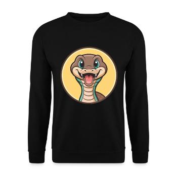 Serpent Kawaii Dessin animé Personnage Animal Animal Visage - Sweat-shirt Unisexe - noir - Devant - Alina (178cm) & Michal (187cm)