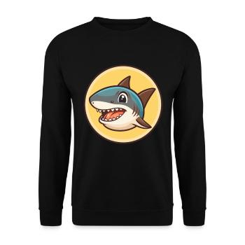 requin kawaii dessin animé personnage animal visage d’animal - Sweat-shirt Unisexe - noir - Devant - Alina (178cm) & Michal (187cm)