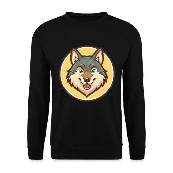 Wolf Kawaii Cartoon Character Animal Pet Face - Unisex Sweatshirt - black - Front - Alina (178cm) & Michal (187cm)