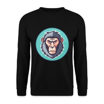 Pavian Kawaii Cartoon Figur Tier Haustier Gesicht - Unisex Pullover - Schwarz - Vorne - Alina (178cm) & Michal (187cm)