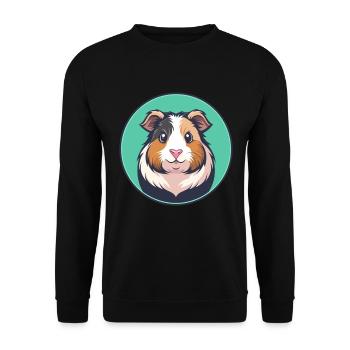 Meerschweinchen Kawaii Cartoon Figur Tier Gesicht - Unisex Pullover - Schwarz - Vorne - Alina (178cm) & Michal (187cm)