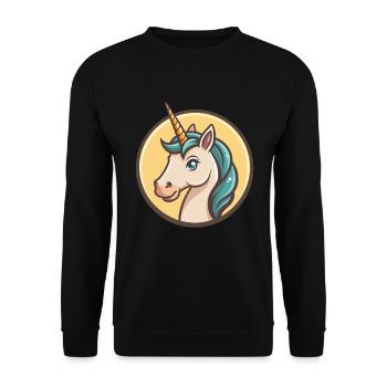 Unicorn Kawaii Cartoon Character Animal Pet Face - Unisex Sweatshirt - black - Front - Alina (178cm) & Michal (187cm)