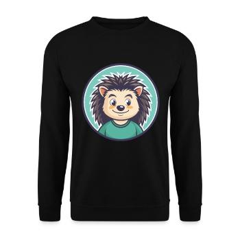 Igel Kawaii Cartoon Figur Tier Haustier Gesicht - Unisex Pullover - Schwarz - Vorne - Alina (178cm) & Michal (187cm)