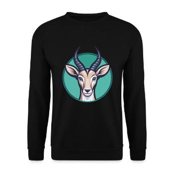 Antilope Kawaii Cartoon Figur Tier Haustier Gesicht - Unisex Pullover - Schwarz - Vorne - Alina (178cm) & Michal (187cm)