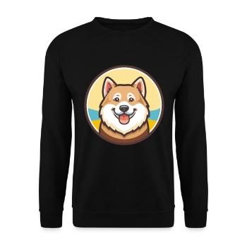 Argentinische Polarhunderasse Cartoon Kawaii Clipart - Unisex Pullover - Schwarz - Vorne - Alina (178cm) & Michal (187cm)