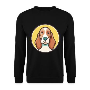 Basset Fauve De Bretagne Hunderasse Cartoon Kawaii - Unisex Pullover - Schwarz - Vorne - Alina (178cm) & Michal (187cm)