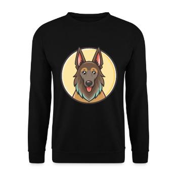 Belgische Groenendael Hunderasse Lustige Karikatur Kawaii - Unisex Pullover - Schwarz - Vorne - Alina (178cm) & Michal (187cm)