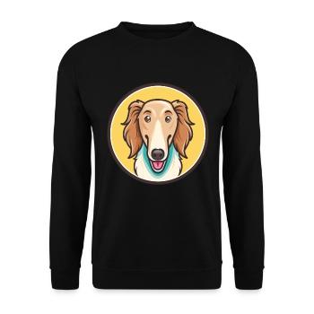 Barzoï Chien Race Dessin Animé Kawaii Clipart Animal Animal Pet - Sweat-shirt Unisexe - noir - Devant - Alina (178cm) & Michal (187cm)