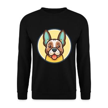 Braque Auvergne Hunderasse Cartoon Kawaii Clipart - Unisex Pullover - Schwarz - Vorne - Alina (178cm) & Michal (187cm)