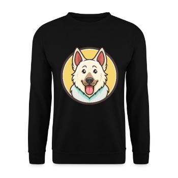 Berger Blanc Suisse Dog Breed Funny Cartoon Kawaii - Unisex Sweatshirt - black - Front - Alina (178cm) & Michal (187cm)