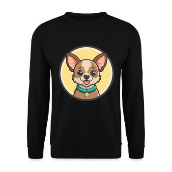 Can De Chira Chien Race Dessin animé Kawaii Clipart Animal de compagnie - Sweat-shirt Unisexe - noir - Devant - Alina (178cm) & Michal (187cm)
