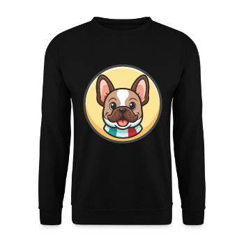 Chien Francais Dog Breed Cartoon Kawaii Clipart - Unisex Sweatshirt - black - Front - Alina (178cm) & Michal (187cm)