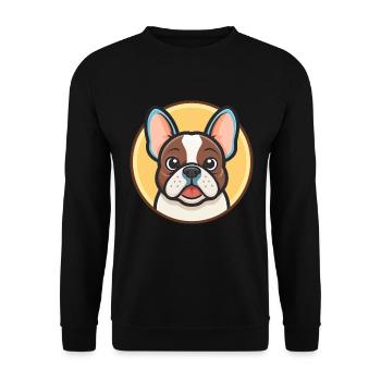 Chien Francais Blanc Et Noir Dog Breed Cartoon Pet - Sweat-shirt Unisexe - noir - Devant - Alina (178cm) & Michal (187cm)