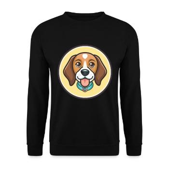 Deutsche Bracke Hunderasse Cartoon Kawaii Clipart - Unisex Pullover - Schwarz - Vorne - Alina (178cm) & Michal (187cm)