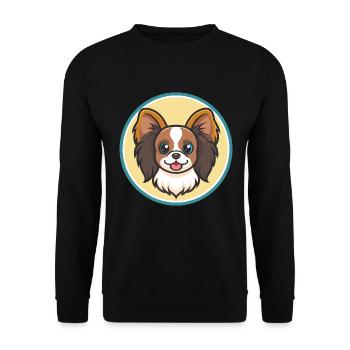 Chien de race Continental Toy Spaniel Dessin animé Kawaii - Sweat-shirt Unisexe - noir - Devant - Alina (178cm) & Michal (187cm)