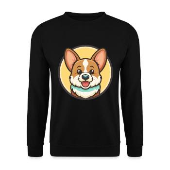 Corgi Dog Race Dessin animé Kawaii Clipart Animal de compagnie - Sweat-shirt Unisexe - noir - Devant - Alina (178cm) & Michal (187cm)