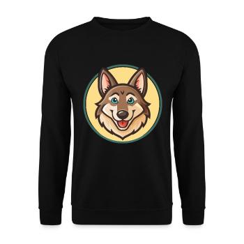 Chien-loup tchécoslovaque Race de chien Dessin animé Kawaii Pet - Sweat-shirt Unisexe - noir - Devant - Alina (178cm) & Michal (187cm)