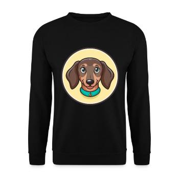 Dachshund Dog Breed Cartoon Kawaii Clipart Animal - Unisex Sweatshirt - black - Front - Alina (178cm) & Michal (187cm)