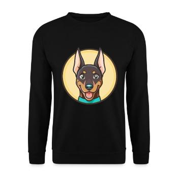 Doberman Chien Race Coloré Dessin animé Kawaii Clipart - Sweat-shirt Unisexe - noir - Devant - Alina (178cm) & Michal (187cm)